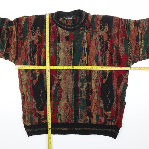 Protege Men’s Multicoloured 90s Retro Knit Chunky Pullover Jumper L