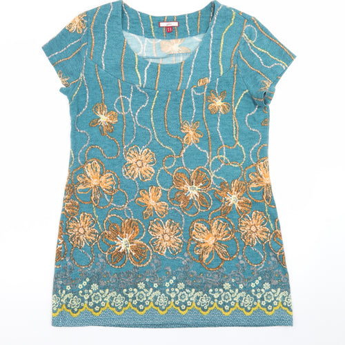 Joe Browns Womens Blue Floral Embroidered Shift Dress Size 14