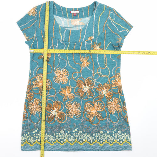 Joe Browns Womens Blue Floral Embroidered Shift Dress Size 14