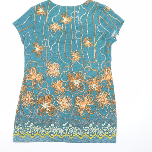 Joe Browns Womens Blue Floral Embroidered Shift Dress Size 14
