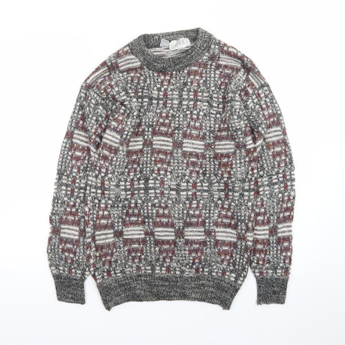 Cambio Italia Men's Grey Geometric Wool Acrylic Knit Jumper M