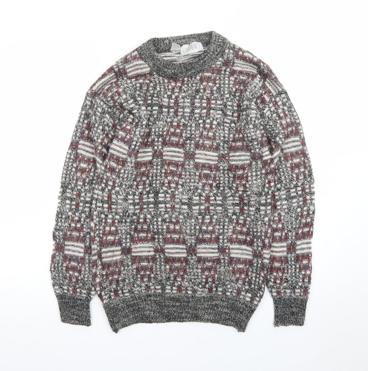Cambio Italia Men's Grey Geometric Wool Acrylic Knit Jumper M