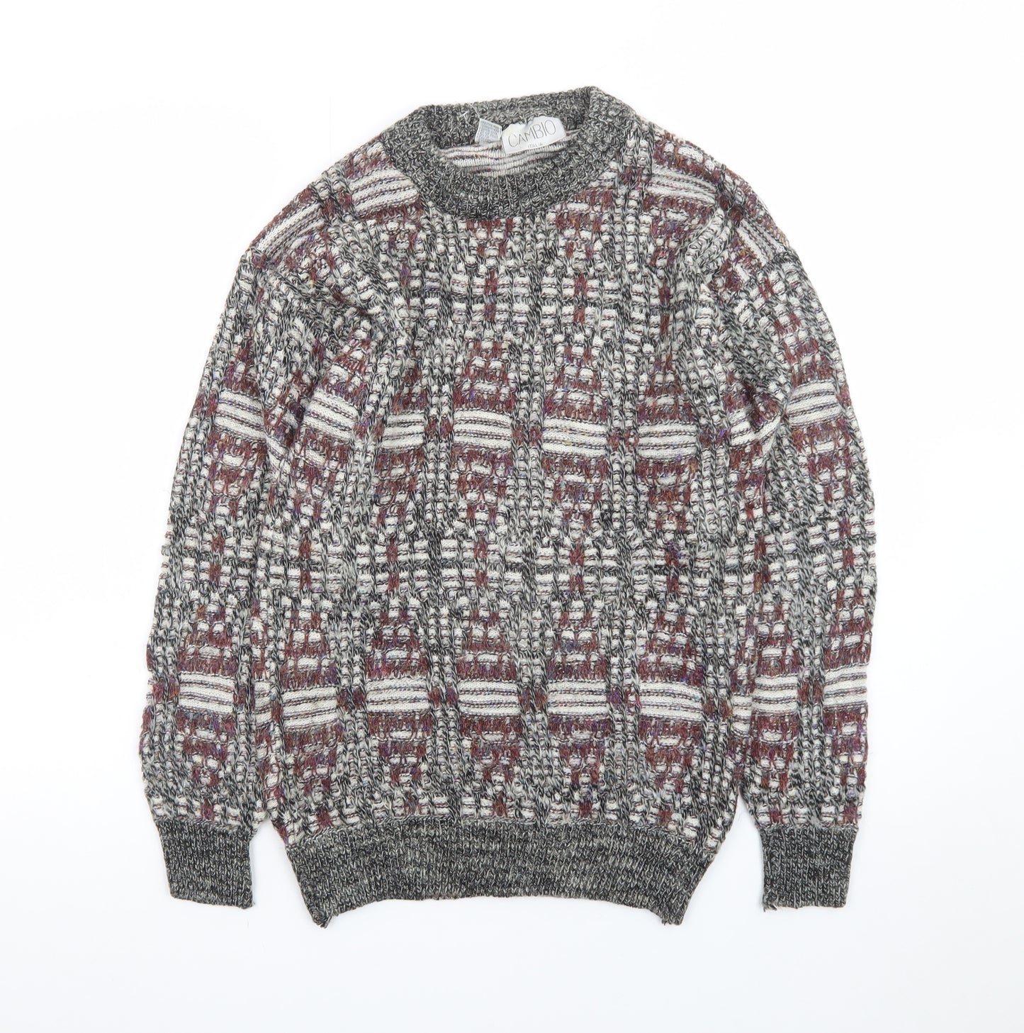Cambio Italia Men's Grey Geometric Wool Acrylic Knit Jumper M