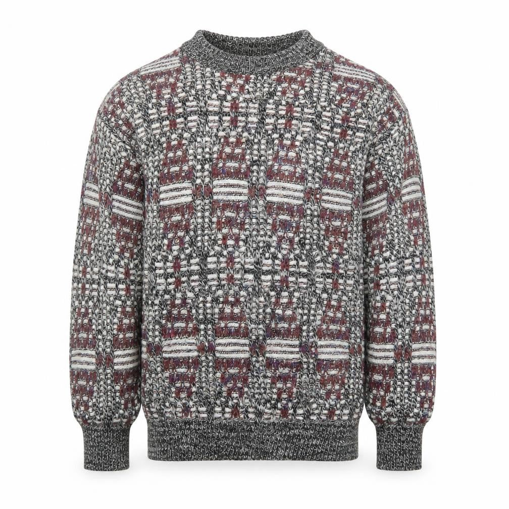 Cambio Italia Men's Grey Geometric Wool Acrylic Knit Jumper M