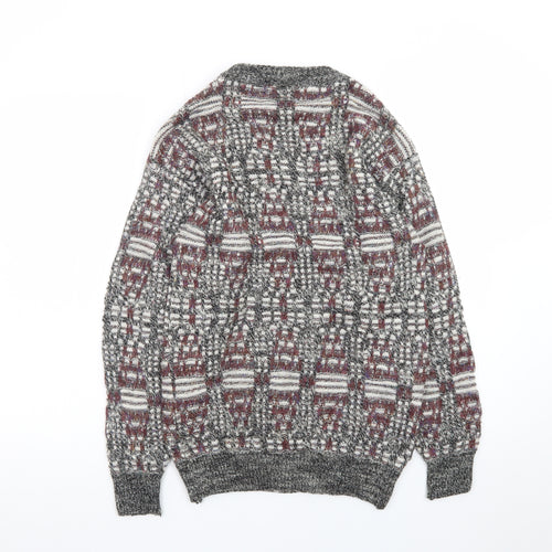 Cambio Italia Men's Grey Geometric Wool Acrylic Knit Jumper M