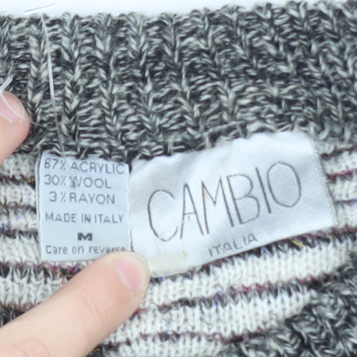 Cambio Italia Men's Grey Geometric Wool Acrylic Knit Jumper M