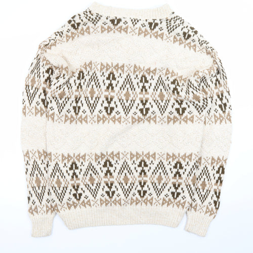 Van Heusen Mens Beige Geometric Knit Cotton Jumper L