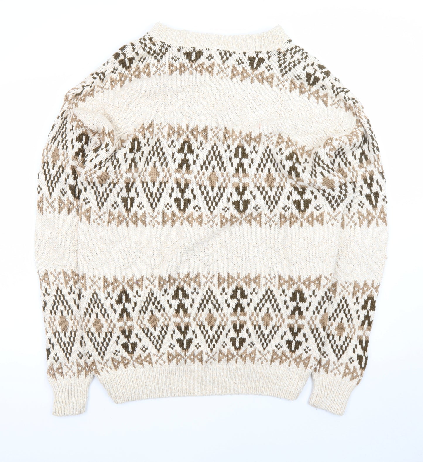 Van Heusen Mens Beige Geometric Knit Cotton Jumper L
