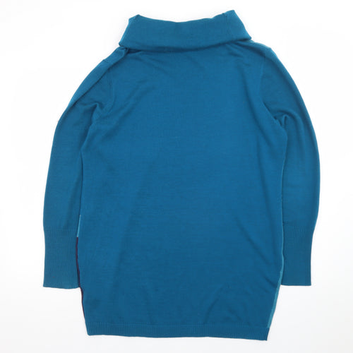 Roman Women’s Blue Colourblock Roll Neck Jumper Dress Size 18