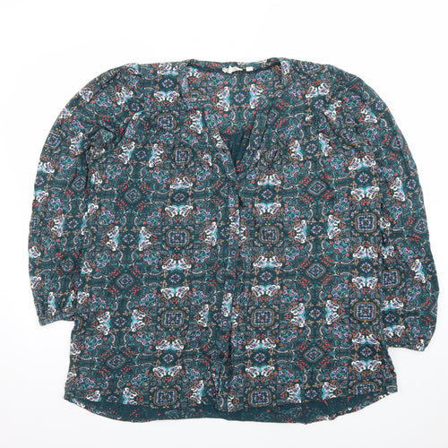 Fat Face Womens Blue Floral Bohemian Viscose Tunic Blouse UK 12