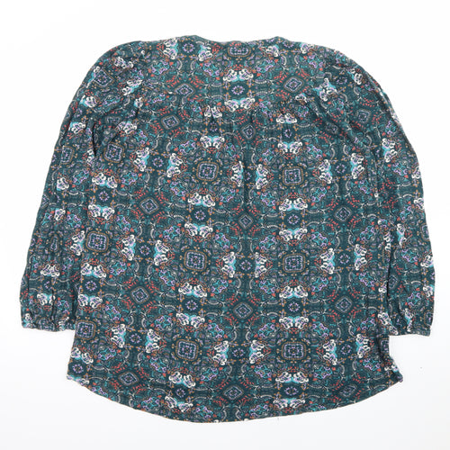 Fat Face Womens Blue Floral Bohemian Viscose Tunic Blouse UK 12