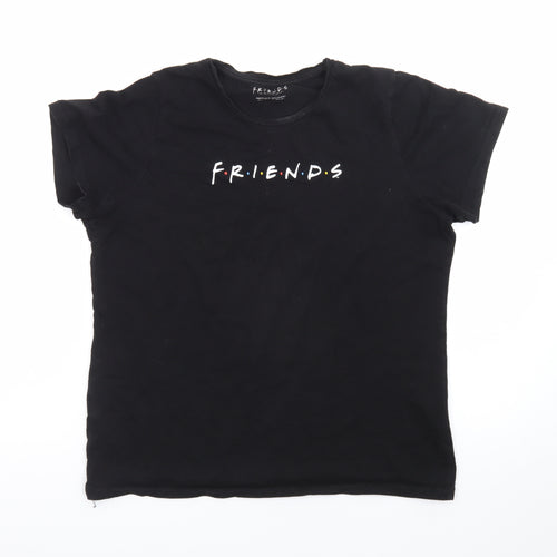 FRIENDS Womens Black Cotton T-Shirt Size 10 Short Sleeve Crew Neck
