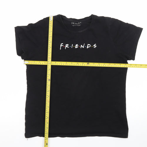 FRIENDS Womens Black Cotton T-Shirt Size 10 Short Sleeve Crew Neck