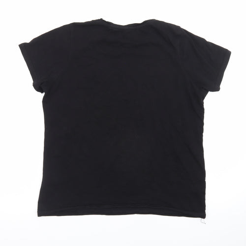 FRIENDS Womens Black Cotton T-Shirt Size 10 Short Sleeve Crew Neck