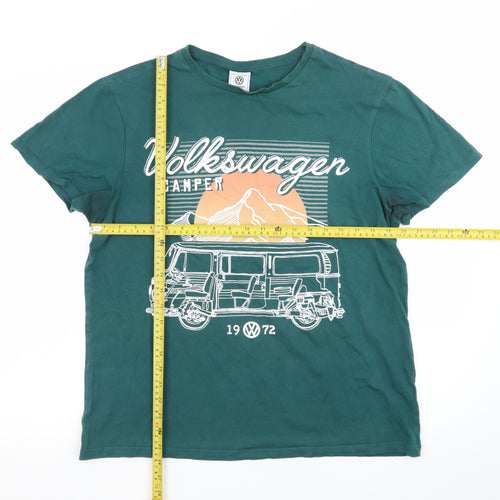 Volkswagen Men's Green XL Retro Camper Graphic T-Shirt