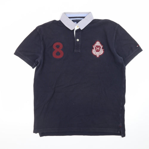 Tommy Hilfiger Men's Blue L Polo Shirt Embroidered Logo Preppy Style