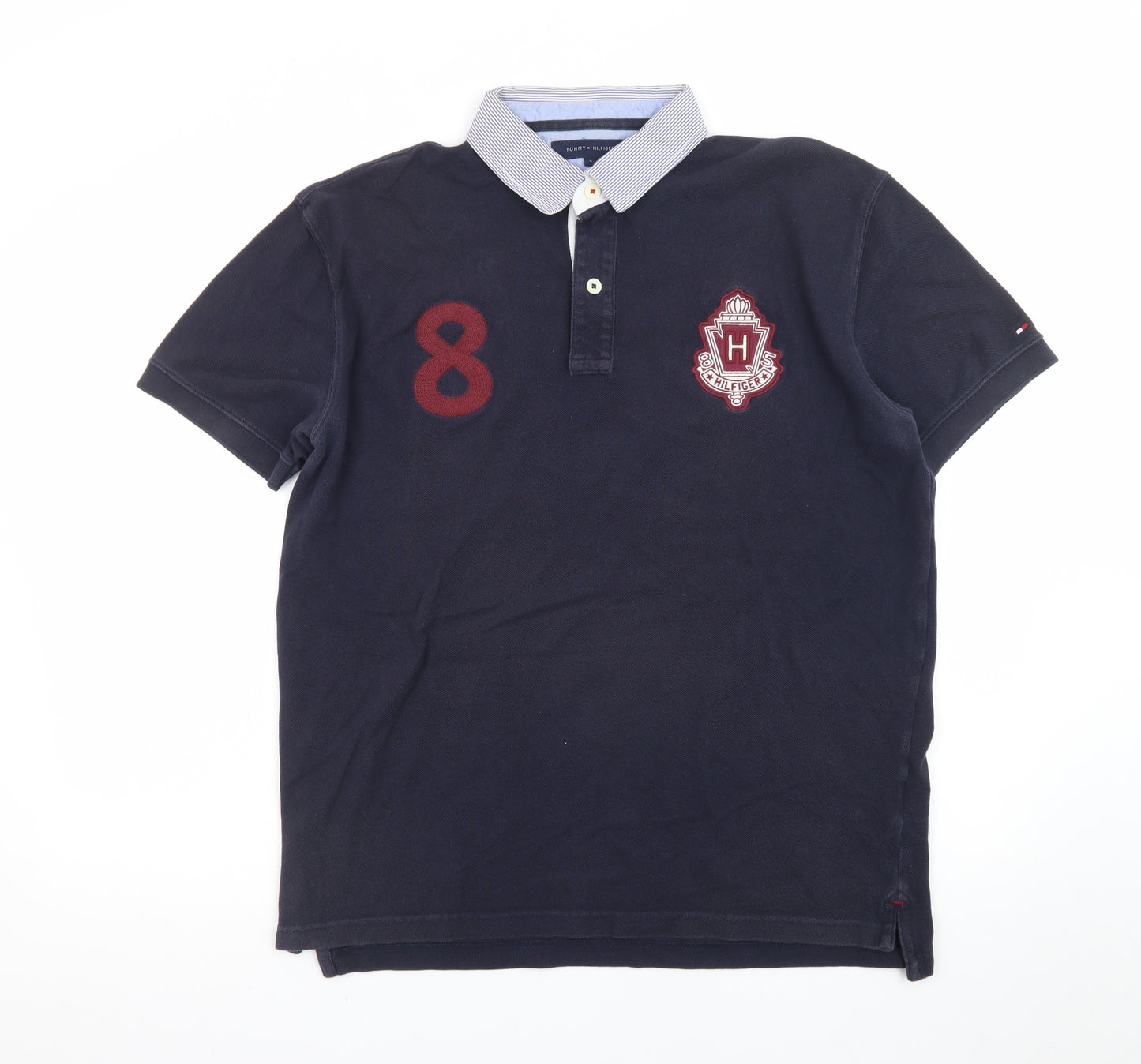 Tommy Hilfiger Men's Blue L Polo Shirt Embroidered Logo Preppy Style