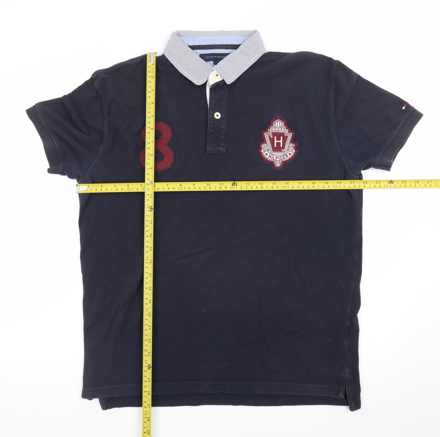 Tommy Hilfiger Men's Blue L Polo Shirt Embroidered Logo Preppy Style
