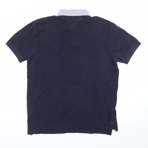Tommy Hilfiger Men's Blue L Polo Shirt Embroidered Logo Preppy Style