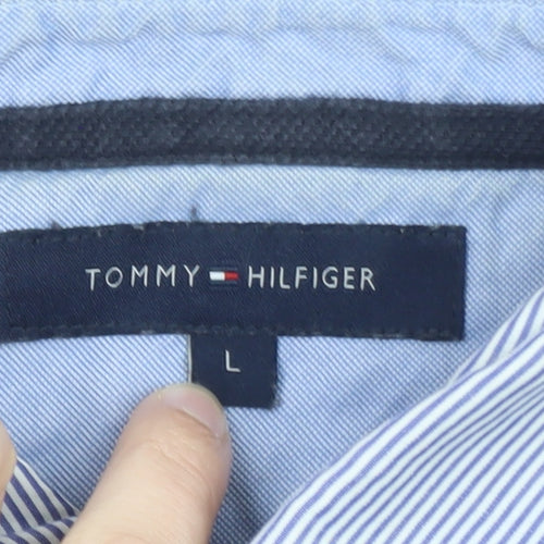 Tommy Hilfiger Men's Blue L Polo Shirt Embroidered Logo Preppy Style