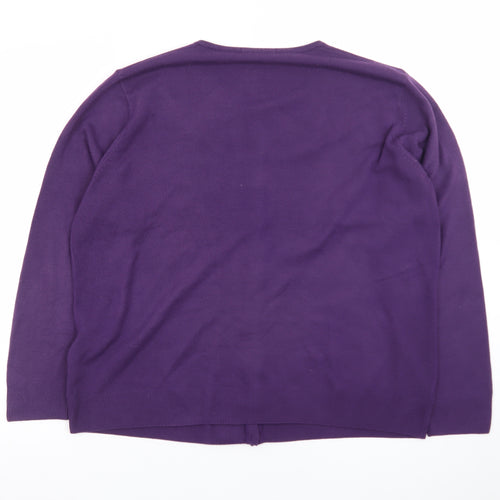 Marks and Spencer Women's Purple Beaded Crew Neck Cardigan Size 22
