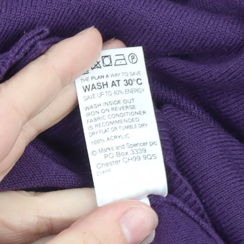Marks and Spencer Women's Purple Beaded Crew Neck Cardigan Size 22