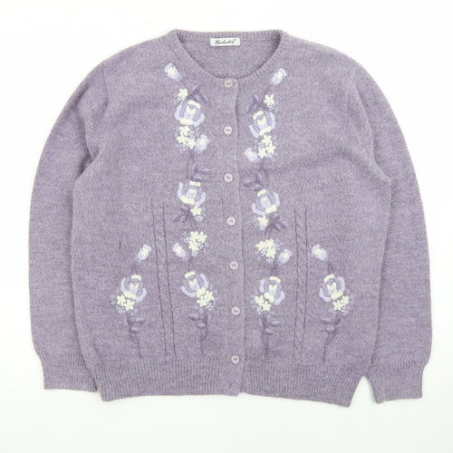 Berkertex Women Purple Floral Embroidered Cardigan Size 14-16
