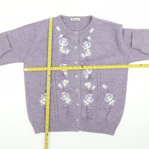 Berkertex Women Purple Floral Embroidered Cardigan Size 14-16