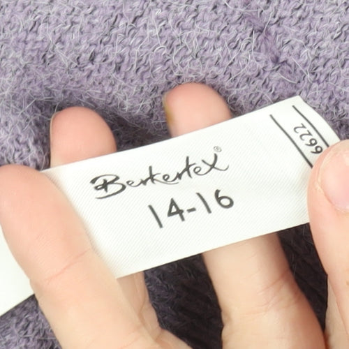 Berkertex Women Purple Floral Embroidered Cardigan Size 14-16