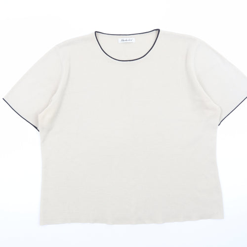 Berkertex Women Beige Short Sleeve Knit Jumper Size 14/16
