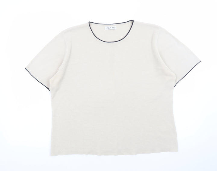 Berkertex Women Beige Short Sleeve Knit Jumper Size 14/16