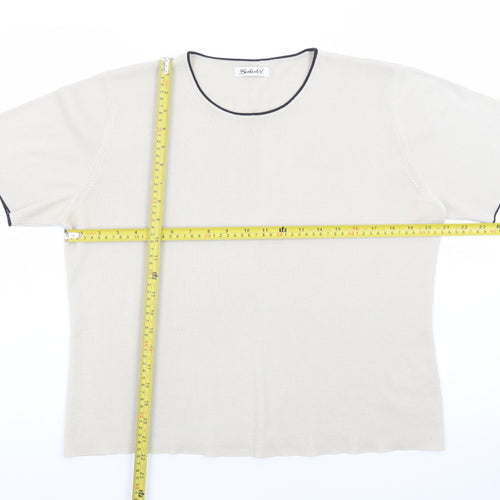 Berkertex Women Beige Short Sleeve Knit Jumper Size 14/16