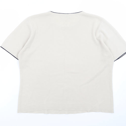 Berkertex Women Beige Short Sleeve Knit Jumper Size 14/16
