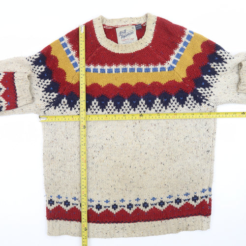 Topman Men's Beige Fair Isle Wool Pullover Jumper Size M