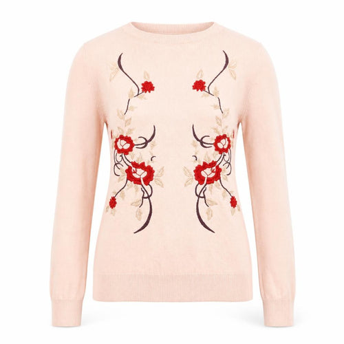 Marks and Spencer Women Pink Embroidered Cotton Jumper Size 6