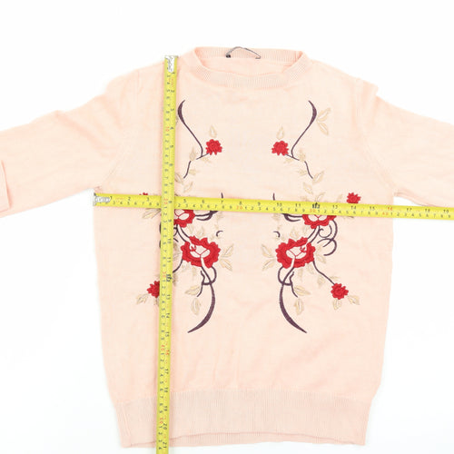 Marks and Spencer Women Pink Embroidered Cotton Jumper Size 6