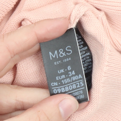 Marks and Spencer Women Pink Embroidered Cotton Jumper Size 6