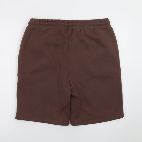 boohooMAN Men’s Brown Art Print Sweat Shorts L Casual Streetwear