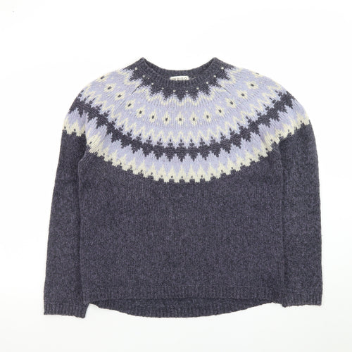 Marks and Spencer Women’s Grey Fair Isle Wool Blend Jumper Size 14