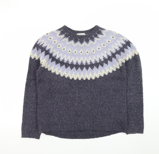 Marks and Spencer Women’s Grey Fair Isle Wool Blend Jumper Size 14