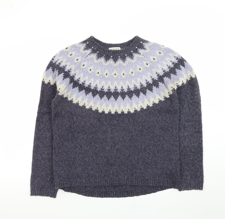 Marks and Spencer Women’s Grey Fair Isle Wool Blend Jumper Size 14