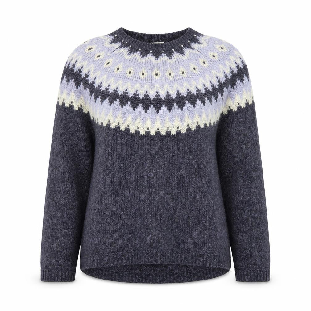 Marks and Spencer Women’s Grey Fair Isle Wool Blend Jumper Size 14