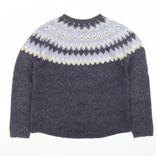 Marks and Spencer Women’s Grey Fair Isle Wool Blend Jumper Size 14