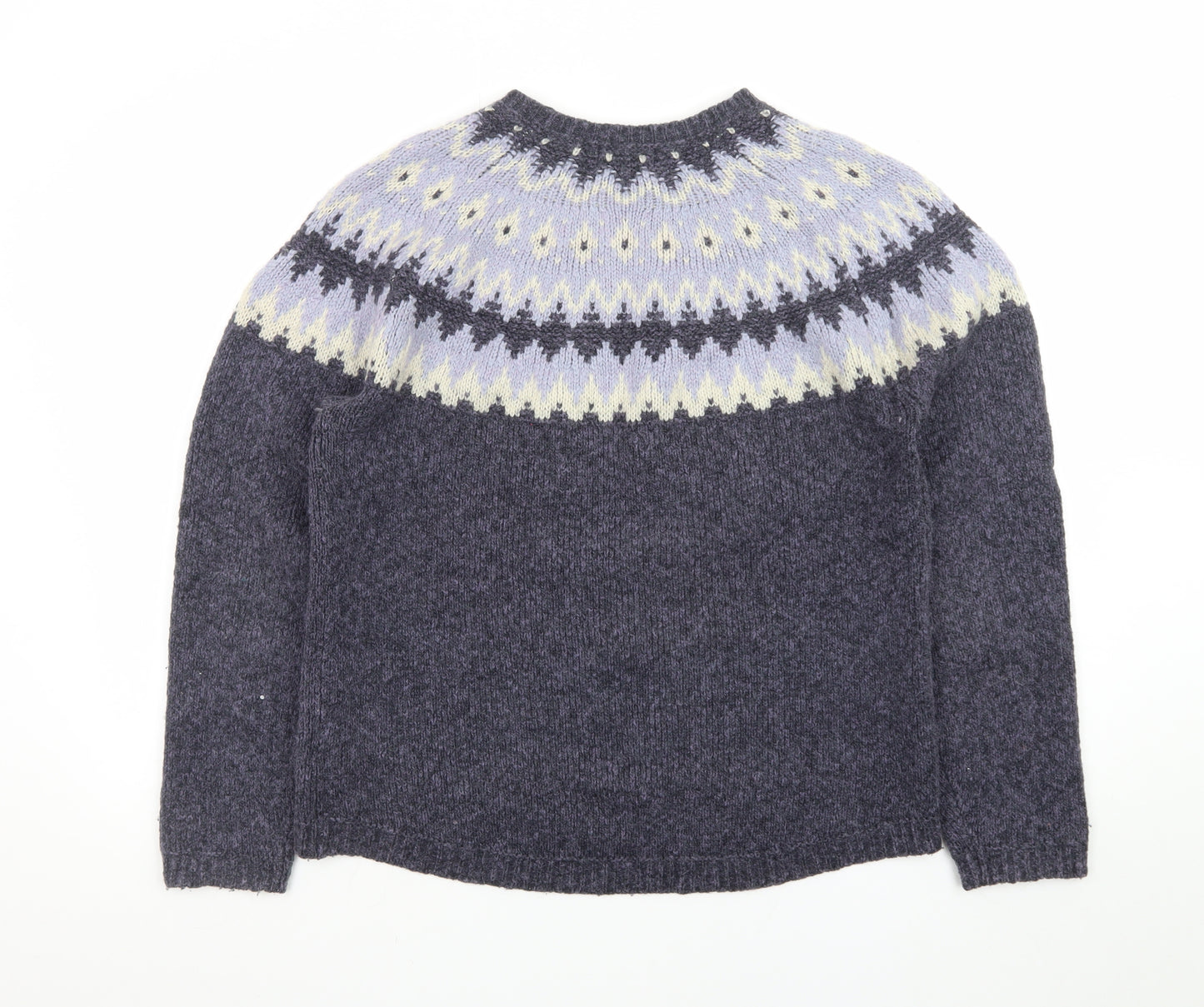 Marks and Spencer Women’s Grey Fair Isle Wool Blend Jumper Size 14