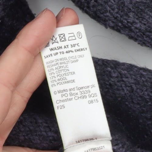 Marks and Spencer Women’s Grey Fair Isle Wool Blend Jumper Size 14
