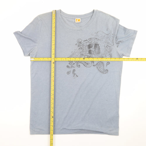 BOSS Orange Men's Blue Graphic Paisley Crew Neck Cotton T-Shirt M