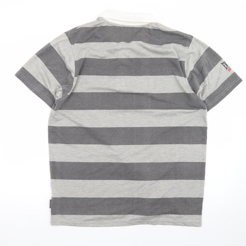 Everlast Men's Grey Striped Polo Shirt Size M Collared Sports Casual