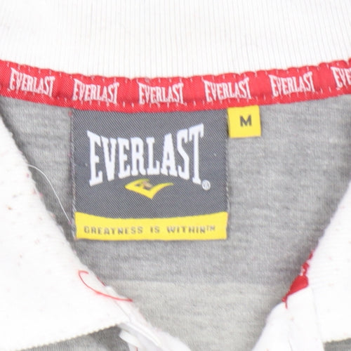 Everlast Men's Grey Striped Polo Shirt Size M Collared Sports Casual