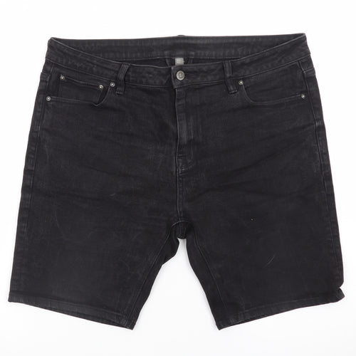 ASOS Women’s Black Denim Shorts Size 36 Mid Rise Cotton Blend