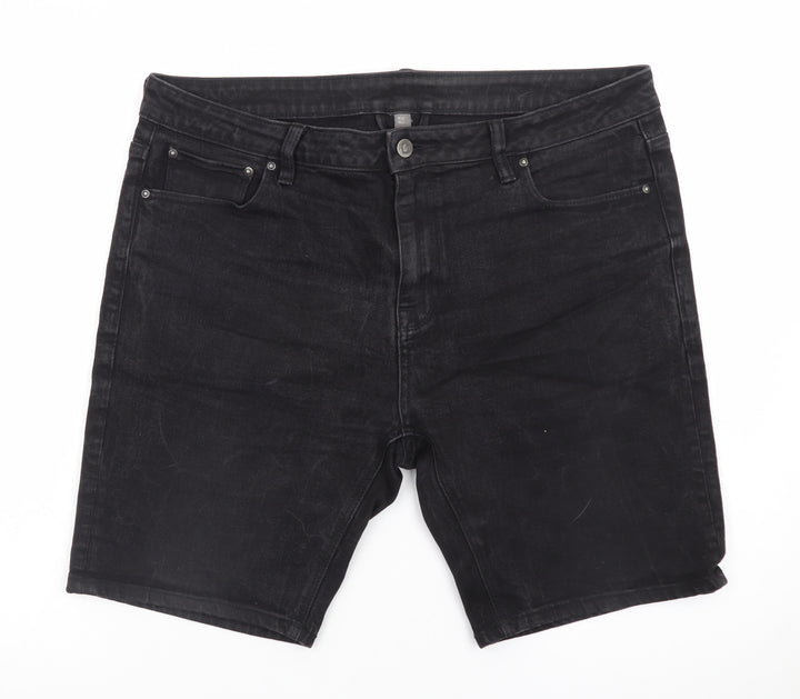 ASOS Women’s Black Denim Shorts Size 36 Mid Rise Cotton Blend